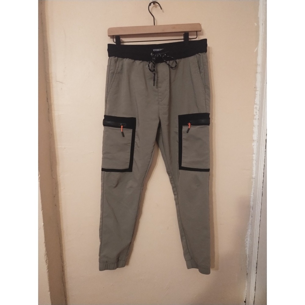 Denim &  Rivets Men's beige Jogger Pants Large Drawstring Elastic Waist Pockets